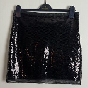 kayOss Black Sequin Mini Skirt